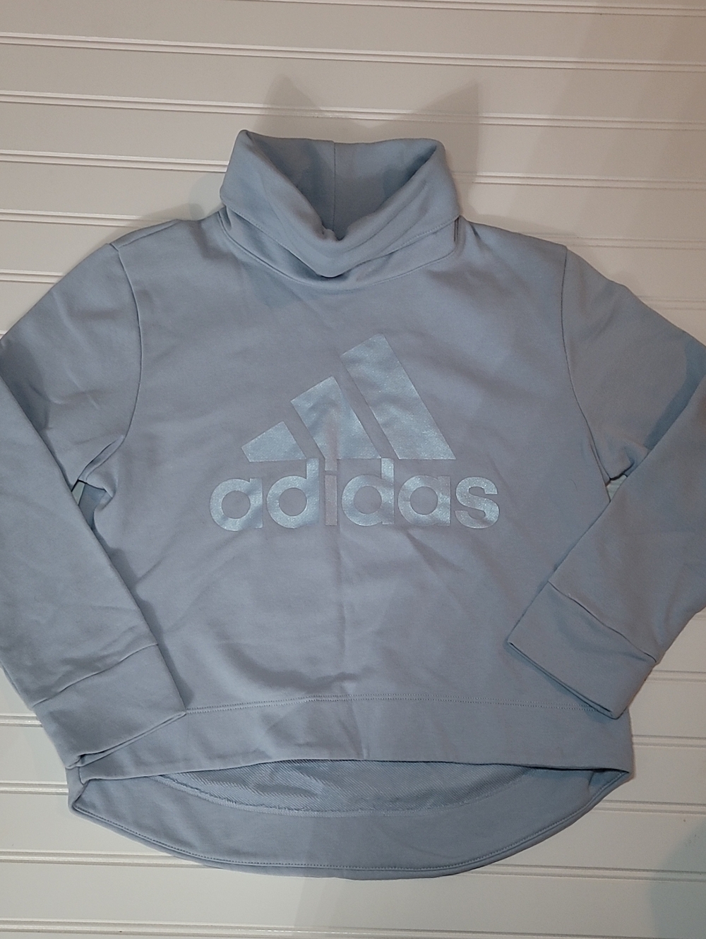 adidas Girls' Light Blue Logo Turtleneck Sweatshirt